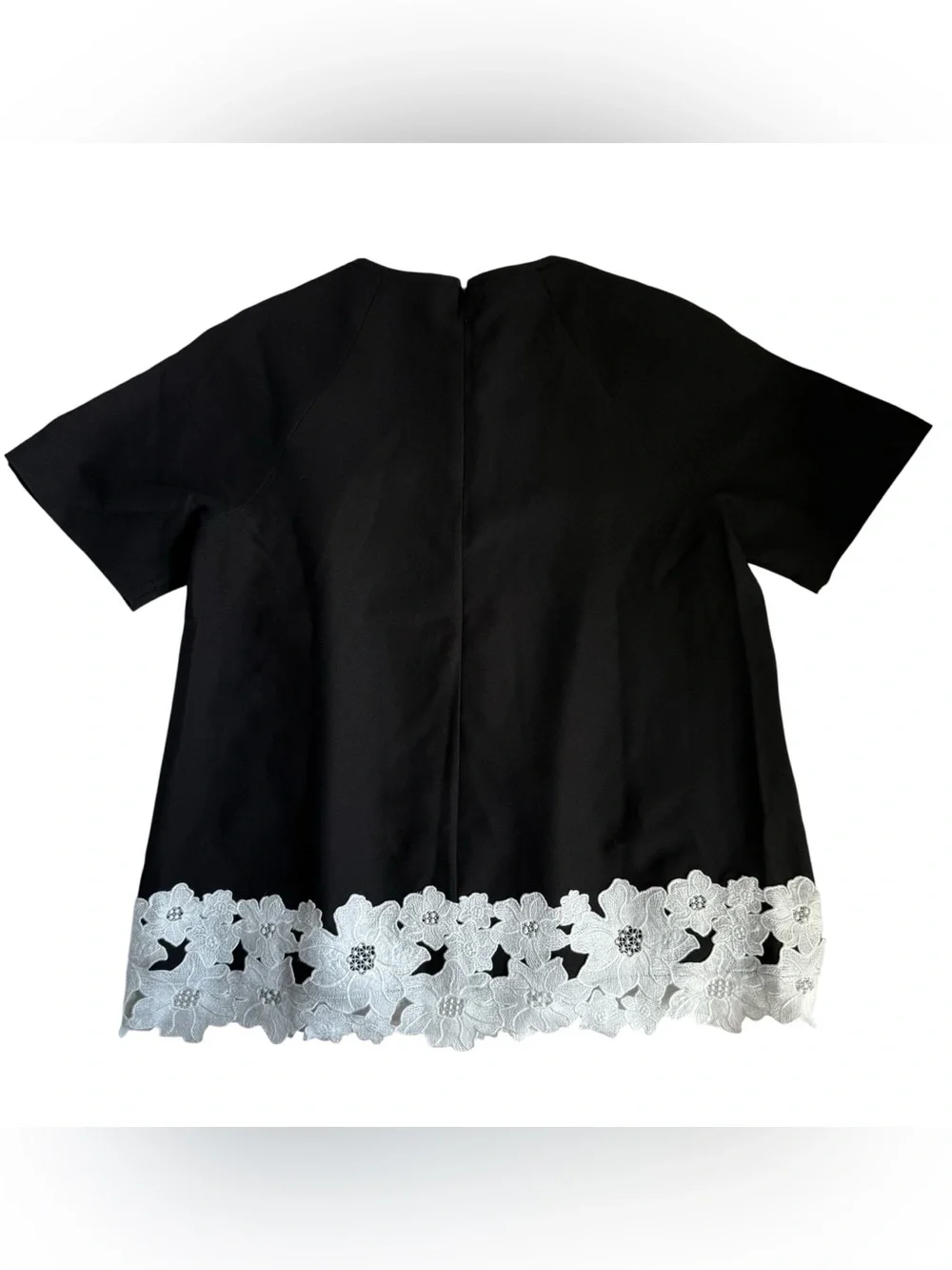 Kate Spade Black Floral Lace Trim Satin Crepe Blouse Womens 2